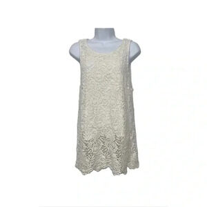 Lucky Brand cream woven embroidery dress